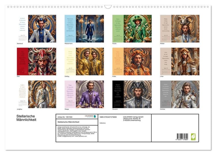 Produktbild: Stellarische M&auml;nnlichkeit (Wandkalender 2026 DIN A2 quer), CALVENDO Monatskalender