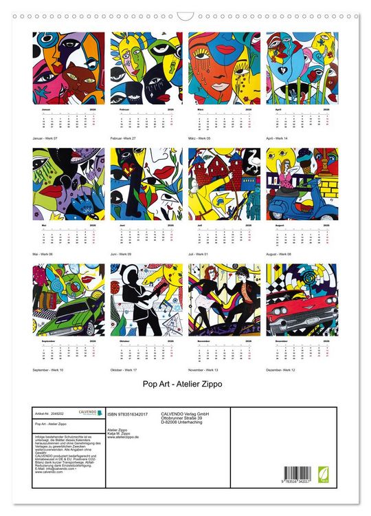 Produktbild: Pop Art - Atelier Zippo (Wandkalender 2026 DIN A2 hoch), CALVENDO Monatskalender