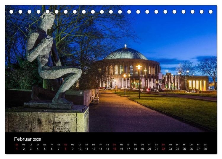 Produktbild: D&uuml;sseldorf - Ansichten am Abend (Tischkalender 2026 DIN A5 quer), CALVENDO Monatskalender