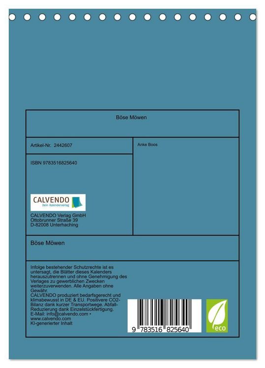 Produktbild: B&ouml;se M&ouml;wen (Tischkalender 2027 DIN A5 hoch), CALVENDO Monatskalender