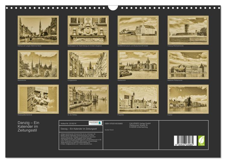 Produktbild: Danzig &ndash; Ein Kalender im Zeitungsstil (Wandkalender 2026 DIN A3 quer), CALVENDO Monatskalender