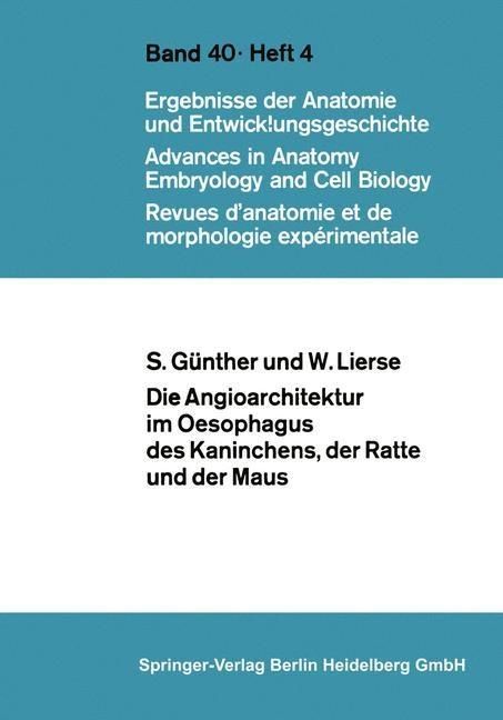 Produktbild: Die Angioarchitektur im Oesophagus des Kaninchens, der Ratte und der Maus