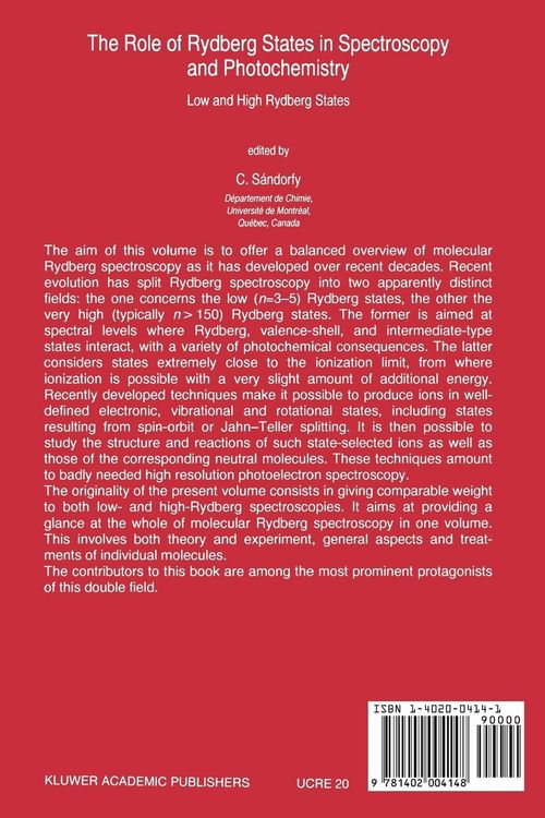 Produktbild: The Role of Rydberg States in Spectroscopy and Photochemistry