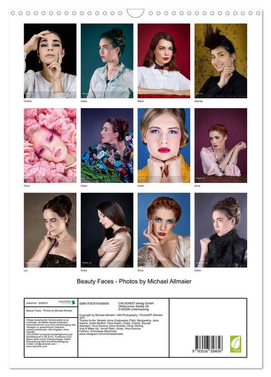 Produktbild: Beauty Faces - Photos by Michael Allmaier (Wandkalender 2026 DIN A3 hoch), CALVENDO Monatskalender