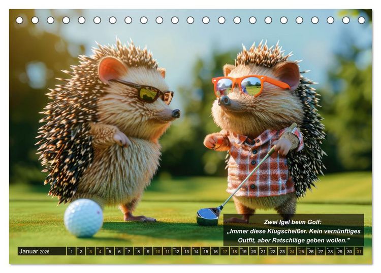 Produktbild: Der tierisch lustige Golfkalender (Tischkalender 2026 DIN A5 quer), CALVENDO Monatskalender