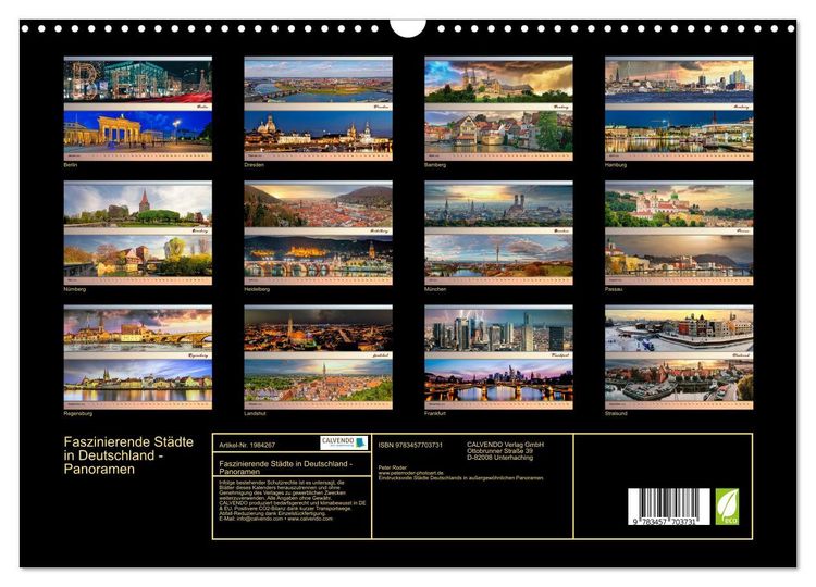 Produktbild: Faszinierende St&auml;dte in Deutschland - Panoramen (Wandkalender 2026 DIN A3 quer), CALVENDO Monatskalender