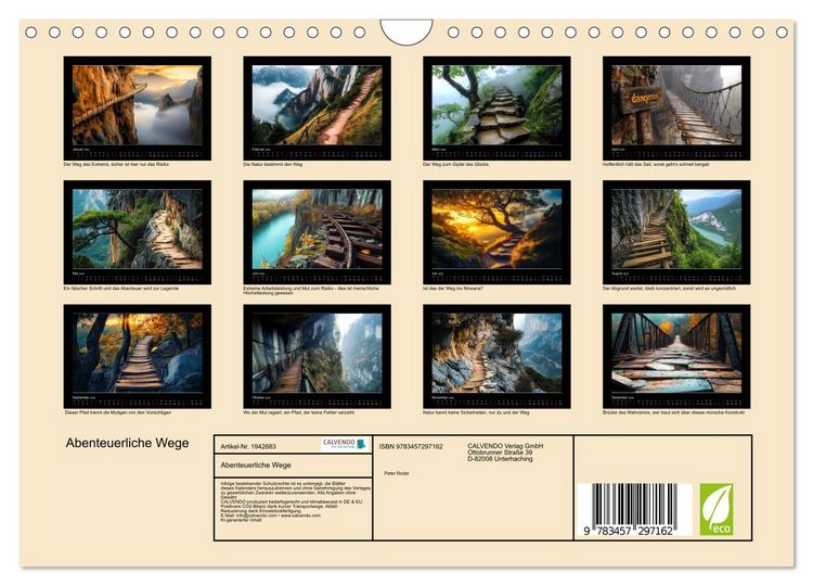 Produktbild: Abenteuerliche Wege (Wandkalender 2026 DIN A4 quer), CALVENDO Monatskalender