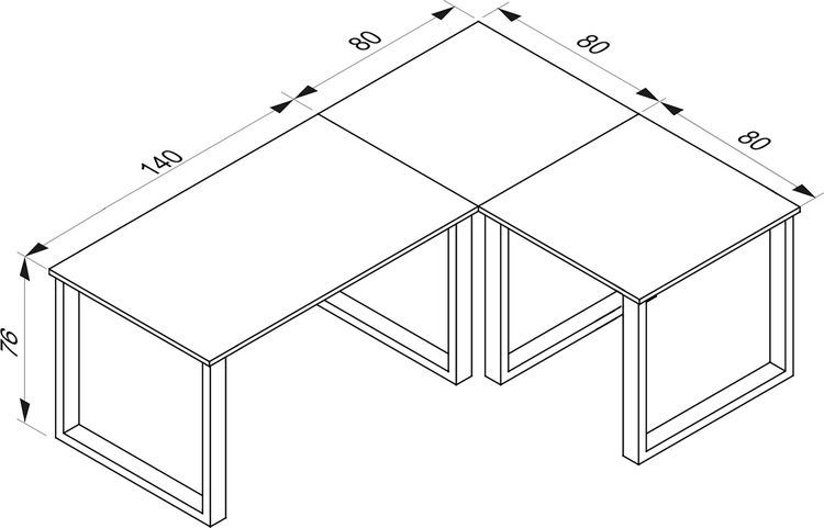 Produktbild: U Schreibtisch Eckschreibtisch L Form 220x160x80