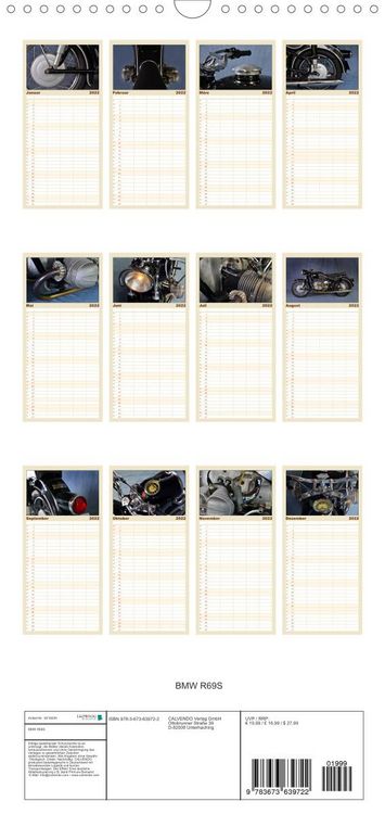 Produktbild: Familienplaner BMW R69S (Wandkalender 2022 , 21 cm x 45 cm, hoch)