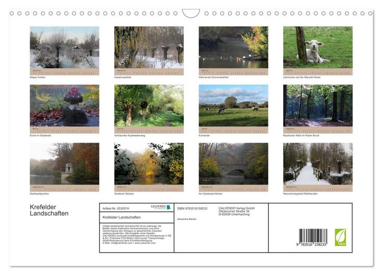 Produktbild: Krefelder Landschaften (Wandkalender 2026 DIN A3 quer), CALVENDO Monatskalender