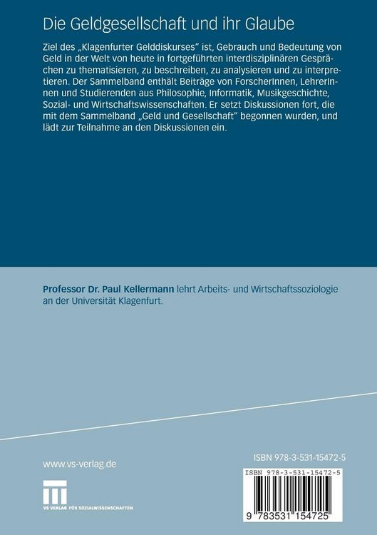Produktbild: Die Geldgesellschaft und ihr Glaube