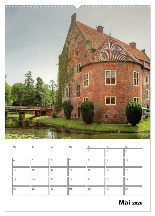 Produktbild: Eindrucksvolle Burgen, malerische Schl&ouml;sser im M&uuml;nsterland (Wandkalender 2026 DIN A2 hoch), CALVENDO Monatskalender