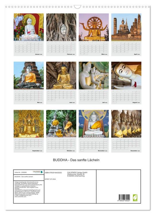 Produktbild: BUDDHA - Das sanfte L&auml;cheln (Wandkalender 2026 DIN A2 hoch), CALVENDO Monatskalender