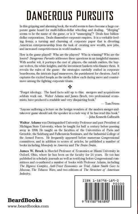 Produktbild: Dangerous Pursuits: Mergers and Acquisitions in the Age of Wall Street