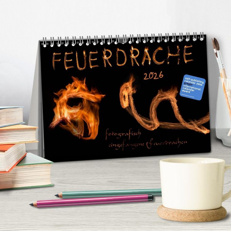 Produktbild: Feuerdrache (Tischkalender 2026 DIN A5 quer), CALVENDO Monatskalender