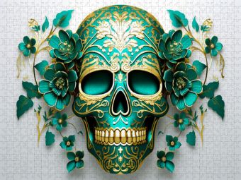 Produktbild: CALVENDO Puzzle Green Skull | 1000 Teile Lege-Gr&ouml;&szlig;e 64x48cm Foto-Puzzle f&uuml;r gl&uuml;ckliche Stunden