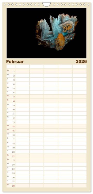 Produktbild: Familienplaner 2026 - MINERALIEN designed by nature mit 5 Spalten (Wandkalender, 21 x 45 cm) CALVENDO