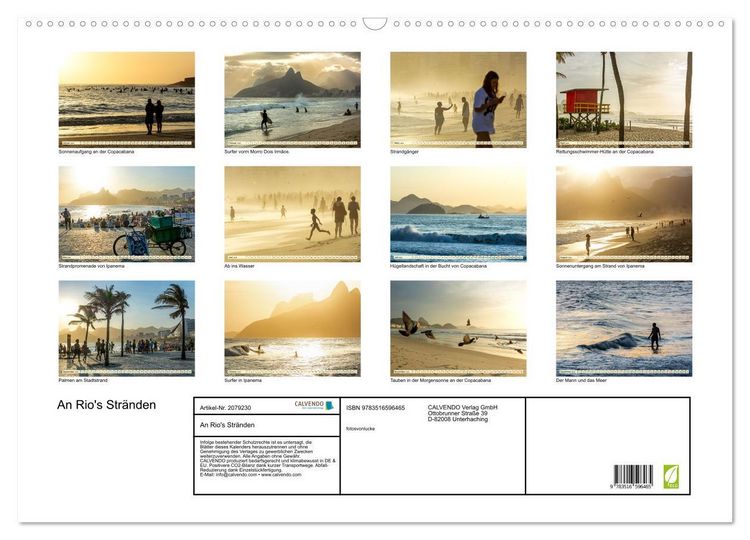 Produktbild: An Rio's Str&auml;nden (Wandkalender 2026 DIN A2 quer), CALVENDO Monatskalender