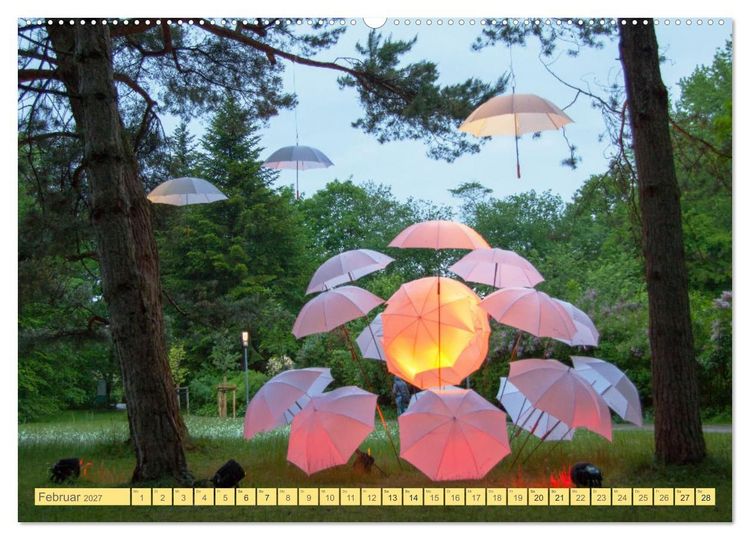 Produktbild: Schirme. Lichtinstallation Idee und Ausf&uuml;hrung des K&uuml;nstler Thomas Mogendorf (hochwertiger Premium Wandkalender 2027 DIN A2 quer), Kunstdruck in Hochglanz
