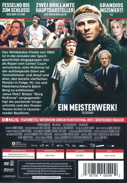 Produktbild: Borg vs. McEnroe - Duell zweier Gladiatoren