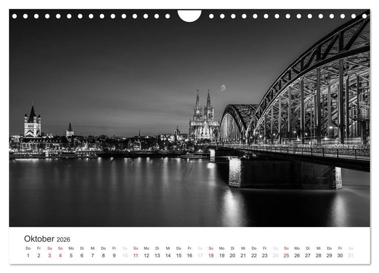 Produktbild: K&ouml;ln - monochrome Ansichten (Wandkalender 2026 DIN A4 quer), CALVENDO Monatskalender