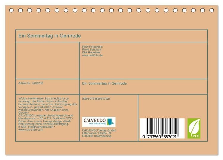 Produktbild: Ein Sommertag in Gernrode (Tischkalender 2027 DIN A5 quer), CALVENDO Monatskalender