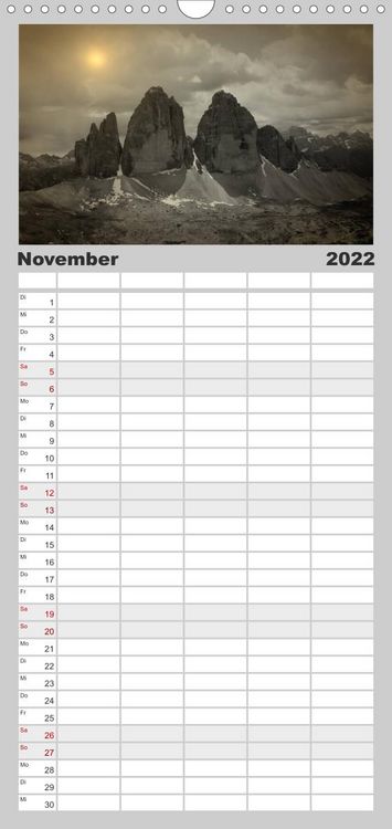 Produktbild: Drei Zinnen - S&uuml;dtirols Wahrzeichen - Familienplaner hoch (Wandkalender 2022 , 21 cm x 45 cm, hoch)
