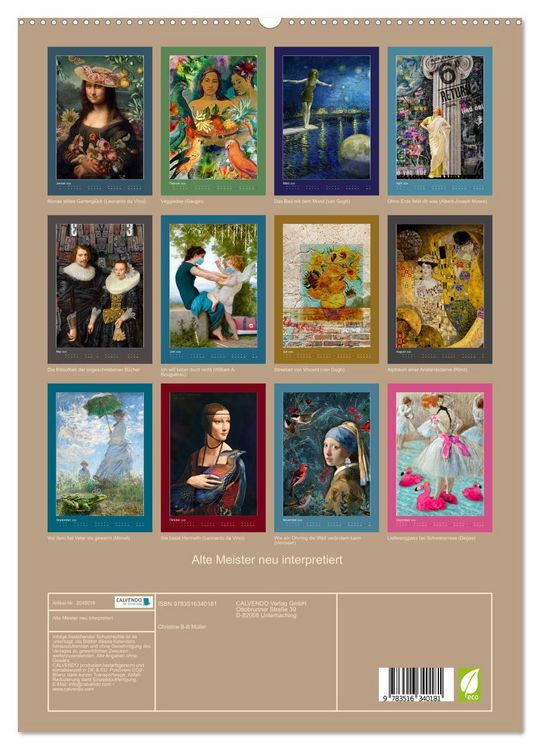 Produktbild: Alte Meister neu interpretiert (hochwertiger Premium Wandkalender 2026 DIN A2 hoch), Kunstdruck in Hochglanz