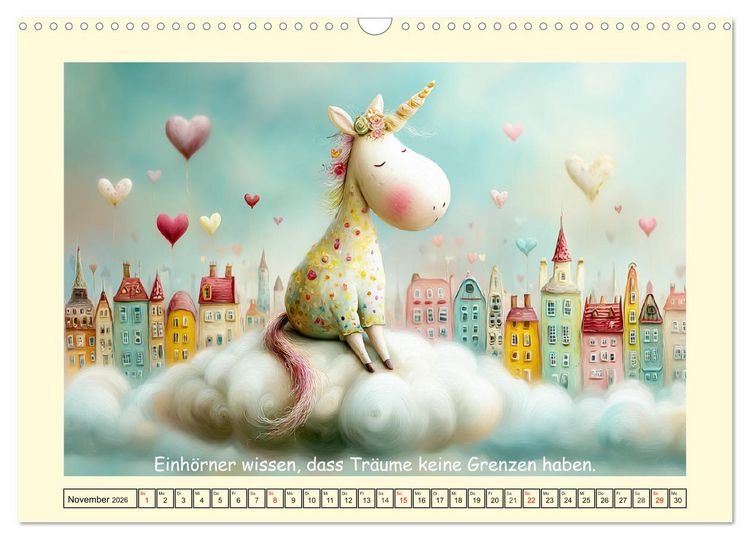 Produktbild: Einhornzauber. Liebliche Unicorn-Weisheiten (Wandkalender 2026 DIN A3 quer), CALVENDO Monatskalender