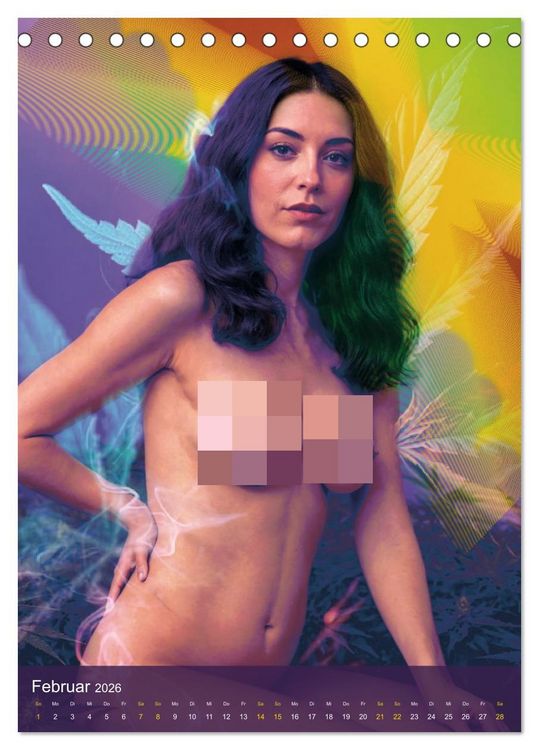 Produktbild: Psychodelic -Sexy Girls & Cannabis (Tischkalender 2026 DIN A5 hoch), CALVENDO Monatskalender