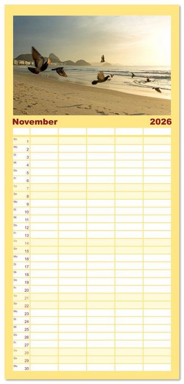 Produktbild: Familienplaner 2026 - An Rio's Str&auml;nden mit 5 Spalten (Wandkalender, 21 x 45 cm) CALVENDO