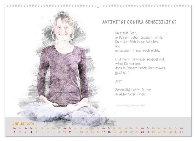 Produktbild: YOGA Inspirationen mit Texten zum Nachdenken (Wandkalender 2026 DIN A2 quer), CALVENDO Monatskalender