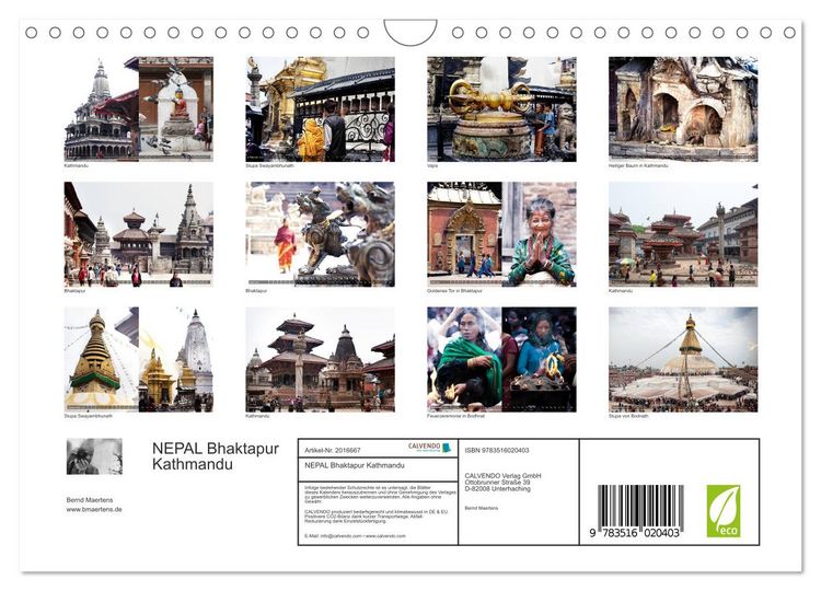 Produktbild: NEPAL Bhaktapur Kathmandu (Wandkalender 2026 DIN A4 quer), CALVENDO Monatskalender