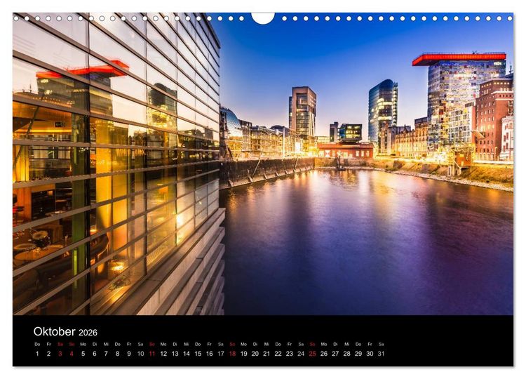 Produktbild: D&uuml;sseldorf bei Nacht (Wandkalender 2026 DIN A3 quer), CALVENDO Monatskalender