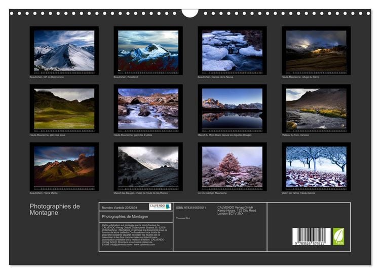 Produktbild: Photographies de Montagne (Calendrier mural 2026 DIN A3 vertical), CALVENDO calendrier mensuel