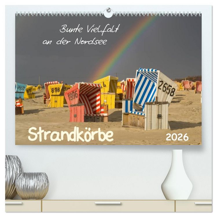 Produktbild: Strandk&ouml;rbe &ndash; bunte Vielfalt an der Nordsee (hochwertiger Premium Wandkalender 2026 DIN A2 quer), Kunstdruck in Hochglanz