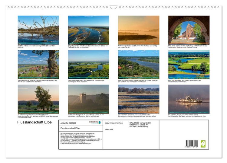 Produktbild: Flusslandschaft Elbe (Wandkalender 2026 DIN A2 quer), CALVENDO Monatskalender