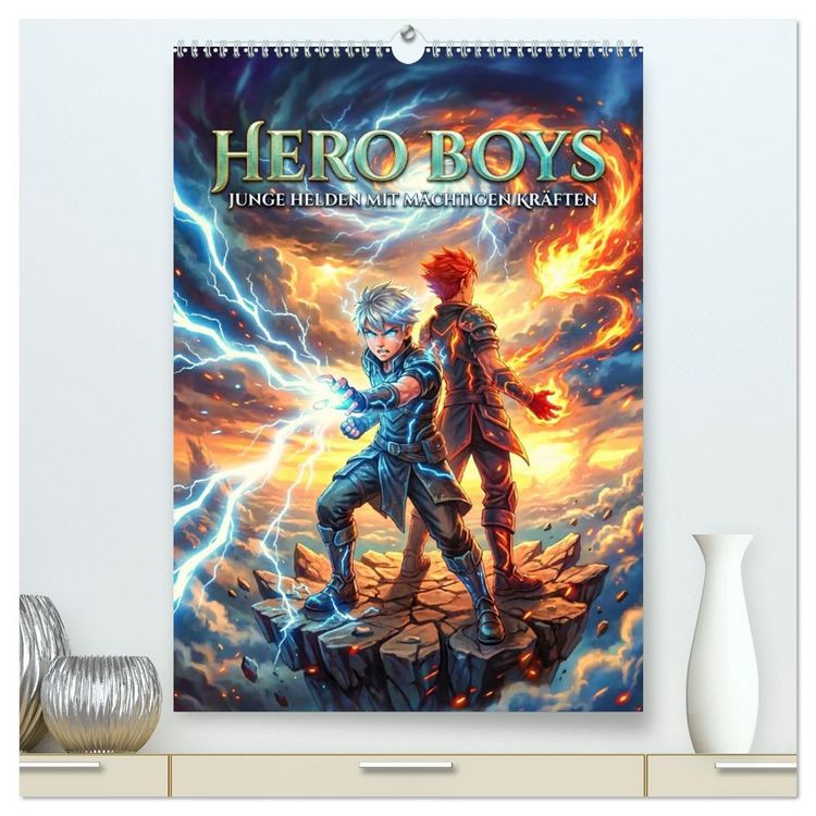 Produktbild: Hero Boys - Junge Helden mit m&auml;chtigen Kr&auml;ften (hochwertiger Premium Wandkalender 2027 DIN A2 hoch), Kunstdruck in Hochglanz