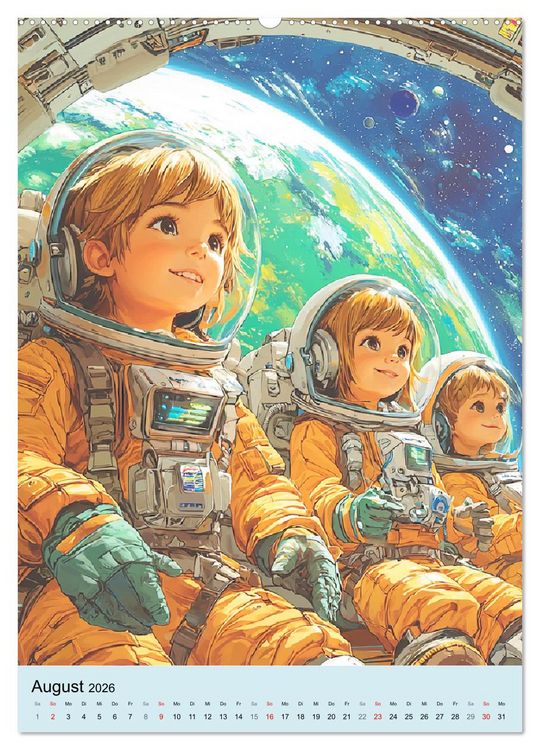 Produktbild: Im Weltall. Manga-Astronauten auf Mission (hochwertiger Premium Wandkalender 2026 DIN A2 hoch), Kunstdruck in Hochglanz