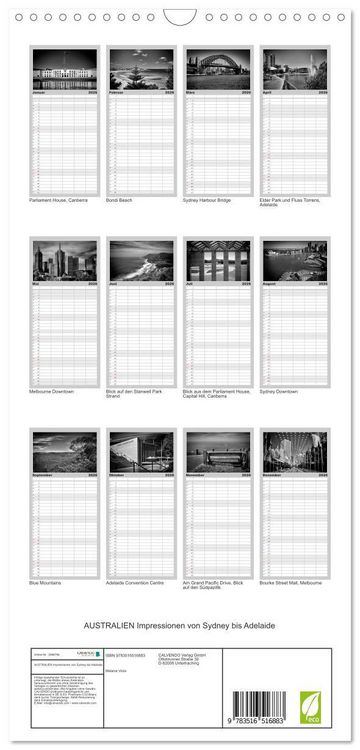 Produktbild: Familienplaner 2026 - AUSTRALIEN Impressionen von Sydney bis Adelaide mit 5 Spalten (Wandkalender, 21 x 45 cm) CALVENDO