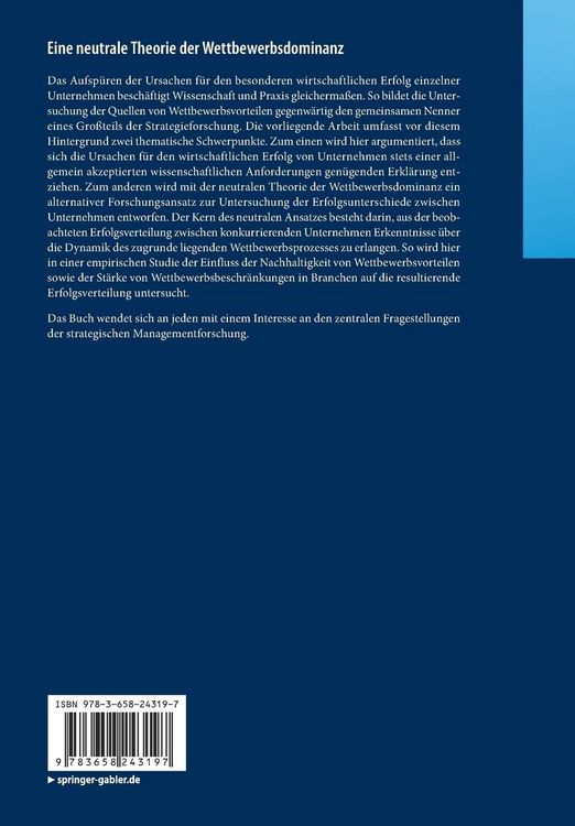 Produktbild: Eine neutrale Theorie der Wettbewerbsdominanz