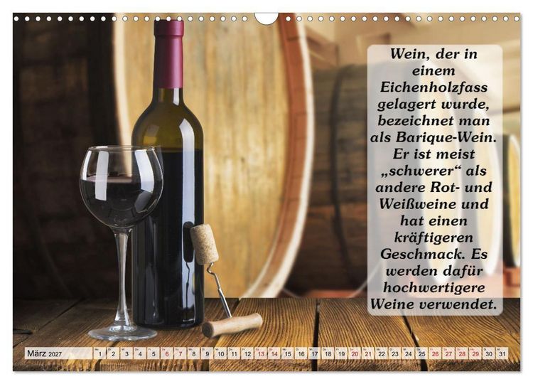 Produktbild: Wissenswertes &uuml;ber Wein (Wandkalender 2027 DIN A3 quer), CALVENDO Monatskalender