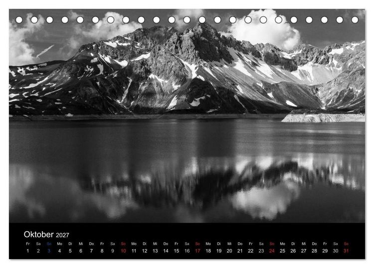 Produktbild: BERGE IN SCHWARZ WEISS (Tischkalender 2027 DIN A5 quer), CALVENDO Monatskalender