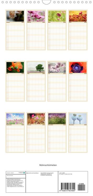Produktbild: Familienplaner Mohnsch&ouml;nheiten (Wandkalender 2022 , 21 cm x 45 cm, hoch)
