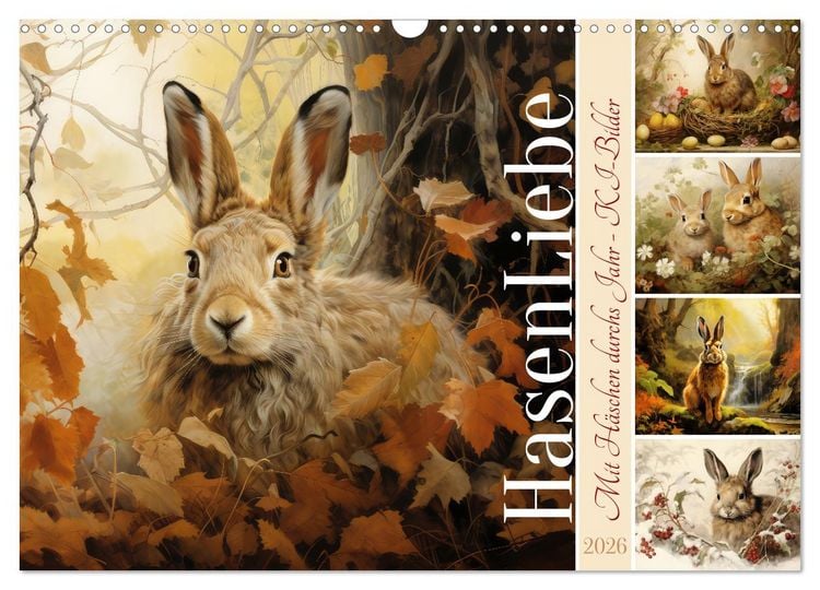 Produktbild: Hasenliebe (Wandkalender 2026 DIN A3 quer), CALVENDO Monatskalender