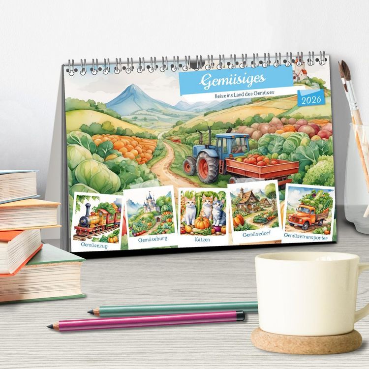 Produktbild: Gem&uuml;siges - Reise ins Land des Gem&uuml;ses (Tischkalender 2026 DIN A5 quer), CALVENDO Monatskalender