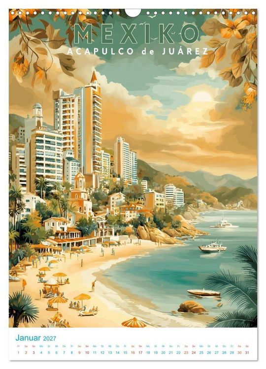 Produktbild: Mexiko - Old School Poster Style (Wandkalender 2027 DIN A3 hoch), CALVENDO Monatskalender