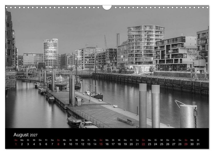 Produktbild: Hamburg monochrome Impressionen (Wandkalender 2027 DIN A3 quer), CALVENDO Monatskalender
