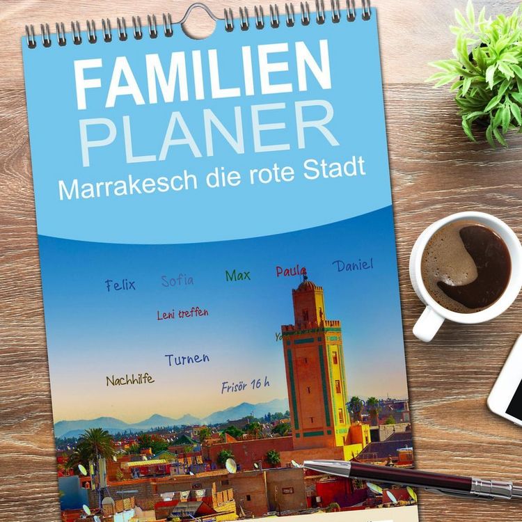 Produktbild: Familienplaner 2026 - Marrakesch die rote Stadt mit 5 Spalten (Wandkalender, 21 x 45 cm) CALVENDO