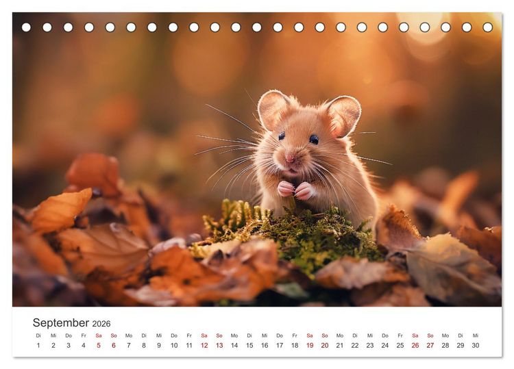 Produktbild: Wild und flauschig - Hamster - Abenteuer in freier Natur (Tischkalender 2026 DIN A5 quer), CALVENDO Monatskalender